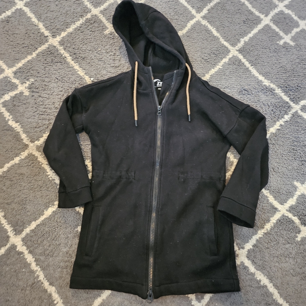 Zyia Active Long Black Full Zip Hoodie. Size XS